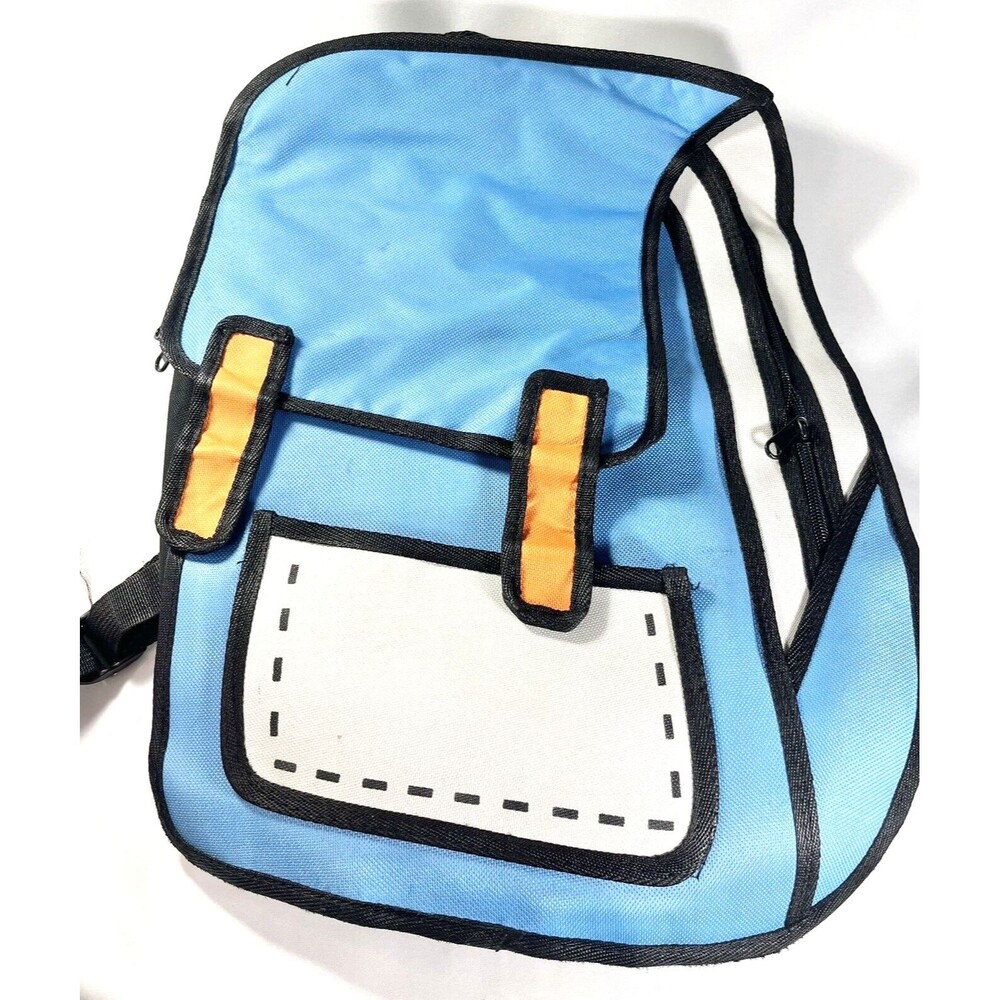 3D Cartoon Colorblock Canvas School Backpack